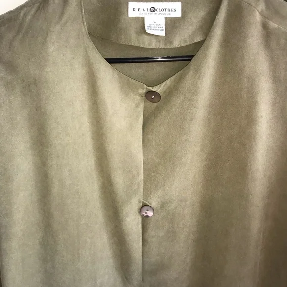 Saks Fifth Avenue Real Clothes 100% Silk Top & Slacks Set Size L See Desc/Measur - Picture 3 of 10